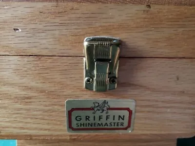 Vtg Griffin Shinemaster Shoe Shine Wooden Box Solid Oak Dovetailed W/ Buffer Ect • $58