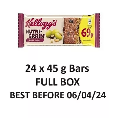 Kelloggs Nutri-Grain Breakfast Bakes Raisin 24x45g Full Box Best Before 06/04/24 • £11.75