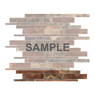 $3.99 • Buy Brown Antique Copper Metallic Emperador Stone Marble Mosaic Tile Wall Backsplash