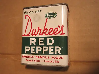 Vintage Durkee's RED PEPPER Famous Foods  Cayenne Spice Tin Metal Container • $6.50