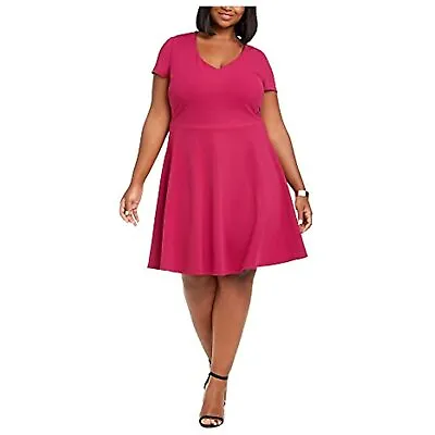 $25 • Buy MSRP $69 B Darlin Trendy Plus Size Bow-Back Skater Dress Purple Size 18