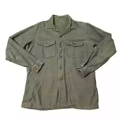 Vintage Vietnam War US Army OG 107 Sateen Button Up Shirt / Men’s M/L *  • $31.60