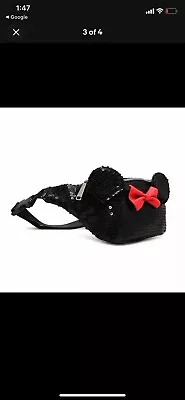 Loungefly Disney Waist Bag Minnie Mouse Black Spangles Sequins Backpack • $25