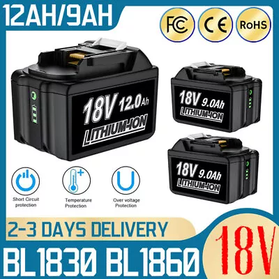 12000mAh Battery For Makita 18V BL1860 LXT Li-Ion BL1830 BL1850 / DC18RD Charger • $87.39