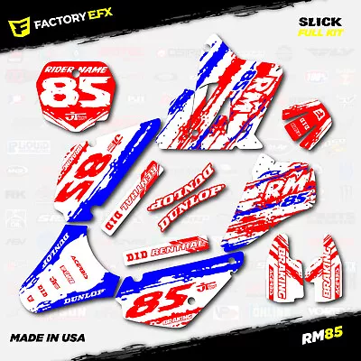 Red White Blue Slick Racing Graphics Kit Fits Suzuki RM85 01-21 RM 85 Decal • $79.99