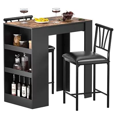 Small Bar Table And Chairs Tall Kitchen Breakfast Nook With Stools/Dining Set... • $146.42