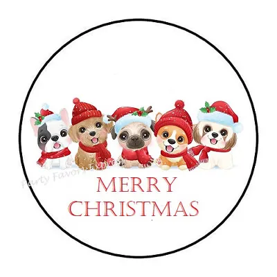 30 Merry Christmas Dogs Envelope Seals Labels Stickers Party Favors 1.5  • $1.99