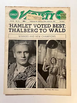 Variety Magazine March 1949 Oscar Winners Laurence Olivier Jane Wyman • $28