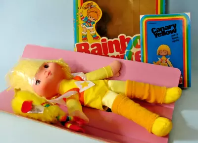 Retro 1983 MATTEL Rainbow Brite Canary Yellow & Spark Sprite Doll Figures In Box • £29.99