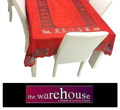 RED TABLE CLOTH 150x265cm 8-SEATER RECTANGLE POLYESTER LACE TABLECLOTH • $15.44