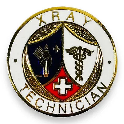1977 X-Ray Technician Enamel And Gold-Tone Medical Caduceus Cross Uniform Pin • $9.59