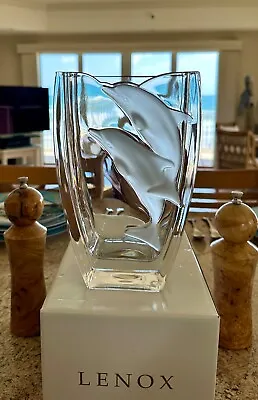 Lenox “Wondrous Dolphins” Crystal Vase; Vintage • $99.95