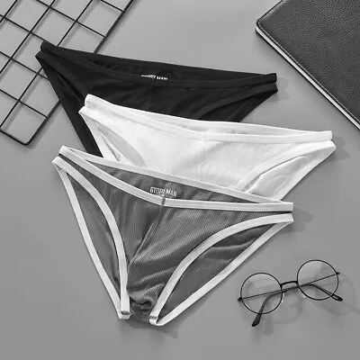 Mens Low-rise Tanga Bikini Briefs Soft Underwear Breathable Pouch Underpants US • $7.99