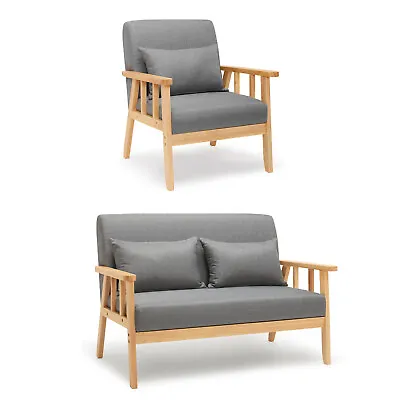 Mondeer Armchair Sofa Couch Linen Solid W/ Cushion Lounge Living Room Dark Gray • £109.99