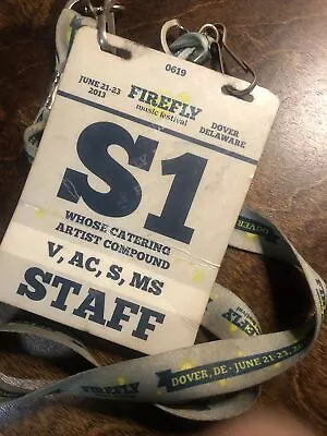 2013 Firefly Music Festival Artist Compound Pass - Staff - With Lanyard • $130