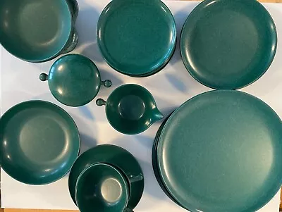 Branchell Color-Flyte Melmac Dish Set Green 32 Pieces MCM Vintage USA Made • $48