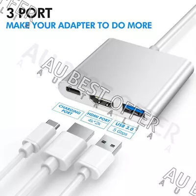 $9.94 • Buy 3 In 1 Type C To USB-C HDMI USB 3.0 Adapter Converter Cable Hub For MacBook Pro