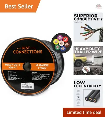 7 Way Trailer Wire - Color-Coded 7 Conductor Insulated Cable - 14 Gauge - 100 Ft • $143.99