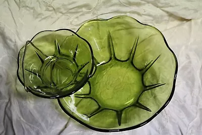 Vintage Anchor Hocking Avocado Green Chip/Dip Set • $22.99