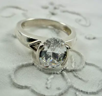 EPIPHANY DIAMONIQUE Sterling Silver 1.5 CT.  CZ Solitaire Ring Size 5 • $34.99