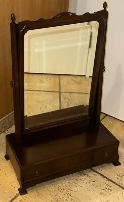 Antique Mahogany Tabletop 3 Drawer Mirror Vanity W C4W Marking -As Is • $140