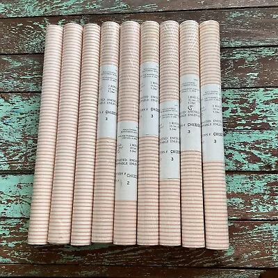 Vintage Pink Cream Pinstripe Wallpaper Wall Covering Warner Co. 2 Rolls • $75