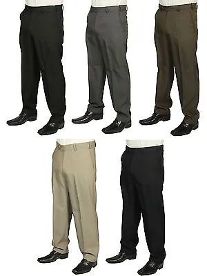 Mens New Carabou Formal Pant Trouser Expandaband Black Grey Navy Taupe Designer • £14.99