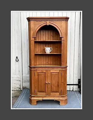 Beautiful Rustic Solid Pine Vintage Bow-Backed Cabinet Dresser With Cupboard VGC • £245