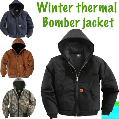Men Winter Thermal Quilted Bomber Jacket Hard Work Sandstone • $52.60