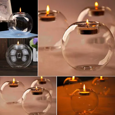 £9.95 • Buy 6/12/24/36 Pcs Clear Glass Baubles Balls Candle Tea Light Holder Garden Outdoor