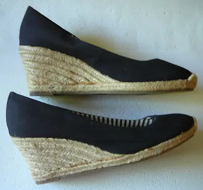 MERONA WOMEN'S BLACK CLOSED TOE SLIP ON ESPADRILLES WEDGE SHOES  (Size 11) • $30