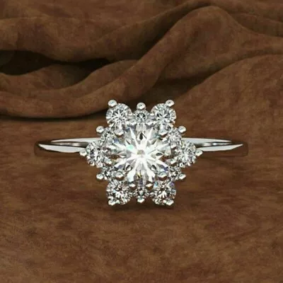 2Ct Round Cut Diamond Lab Created Engagement Ring Band 14K White Gold Plated • $71.99