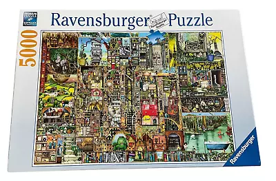 Ravensburger 5000 Piece Jigsaw Puzzle BIZARRE TOWN Cardboard #174300 • $99.97