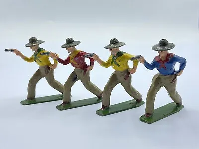 Antique 1920s Painted Lead Set Of 4 Cowboys By J Hill & Co • £20