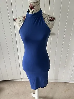 Roual Blue New Look Halter Neck Bodycon  Dress Size 10 • £4.30