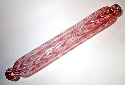 Rare Antique Nailsea Glass Rolling Pin - Pink Swirl - Freres De La Bertouche 17  • £160
