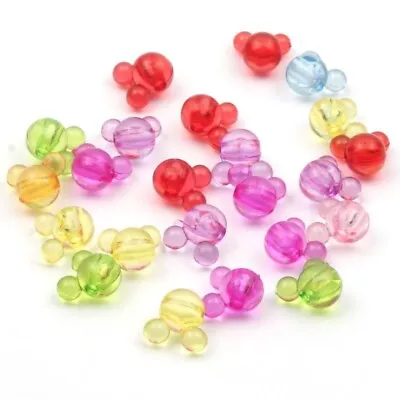 Colorful Mouse Head Loose Round Bead Acrylic Spacer Beads DIY Kids Jewelry 50Pcs • $8.48