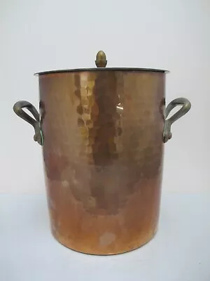 Made In FRANCE 11  Hammered COPPER Stock Pot With Lid Metal Cookware • $325