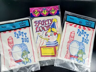 Vintage 1980's Party Paper Bags New Sealed Lot Of 3 Packages • £56.94