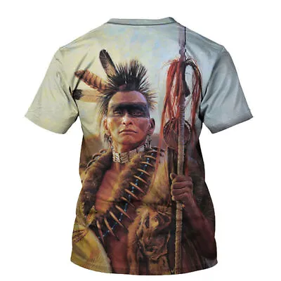 Native American Indian Spiritial Chief 3D Print Men Women Short Sleeve T-Shirt  • $20.98