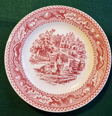 2 Royal China Memory Lane Pink Red Ironstone 1965  6 3/8  BREAD & BUTTER PLATE • $12.95