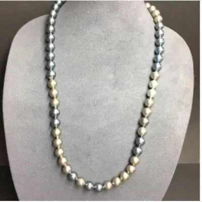 VTG Pop Bead Necklace Steel Blue Gray Grey Metallic Pearl Adjustable Retro • $36