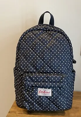 Cath Kidston Quilted Navy Polka Dot Lightweight Large Backpack. • £35