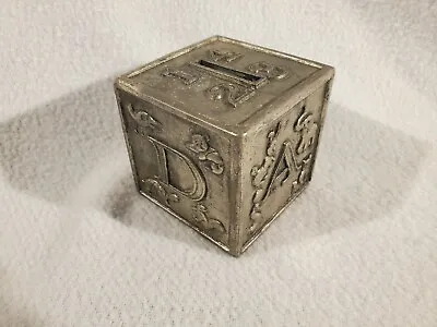 Vintage Leonard 3  Building Block Cube Coin Bank Silver Plated Metal ABC’s 123’s • $19.90