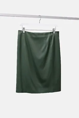 Acne Studios AW15 Kassia Green Satin Knee-Length Skirt Size EU 38 • $163.57