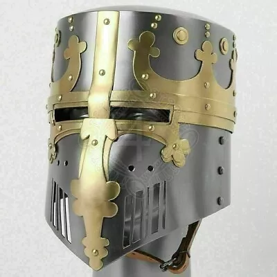 Medieval Crusader Templar Brass Knight Armor Helm Cross Viking Designer Handmade • $113.39