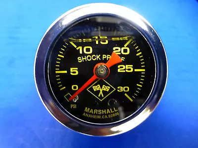 Marshall Gauge 0-30 Psi Fuel Pressure Oil Pressure 1.5  Midnight Chrome Liquid • $22.67