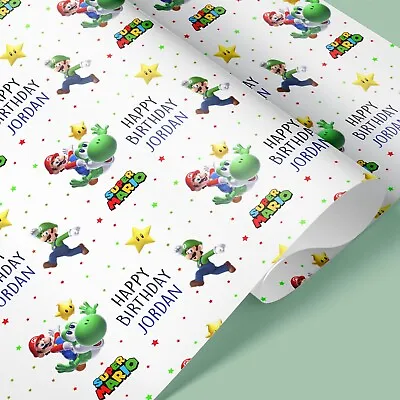 SUPER MARIO Personalised Wrapping Paper / Add Name / Super Mario Wrapping Paper • £3.25