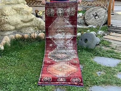 Runner Vintage Turkish Tribal Oushak Farmhouse Wool 2x7ft Geometric Oriental Rug • $151.99