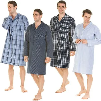 Haigman Mens Long Sleeve 100% Cotton Nightshirt Check/Stripe Size M L XL XXL • $24.60